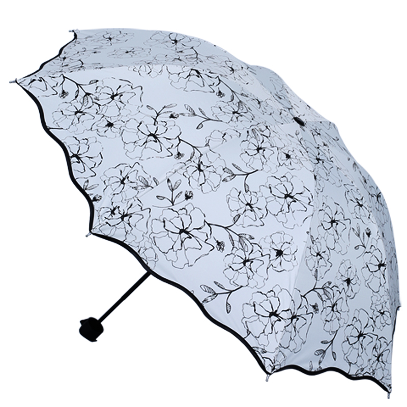 韓國創意加固黑膠太陽傘晴雨兩用三折疊傘防曬防紫外線遮陽雨傘女
